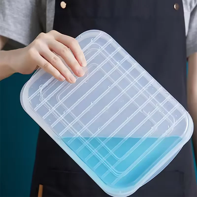 1pc Transparent Mit abdeckung Grid Kühlschrank Große Kapazität Lagerung Box Gefrorenes Fleisch Fach Lebensmittel Unter-verpackt Küche Werkzeuge