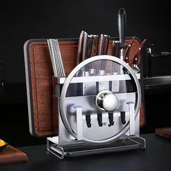 Luxury Knife Holder LFGB Certificate 304 Stainless Steel Kitchen Tools Organizer Stable Base Hang or Flatwise Place Storage Rack