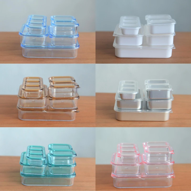 

1/6 Dollhouse Mini Kitchen Storage Box Models Set Vegetable Preparation Fresh Keeping Lunch Box Tableware Decor