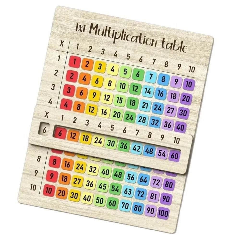 Natural Wood Multiplication Table Wooden Board Hands-On Learning Colorful Wooden Learning Boards Interactive