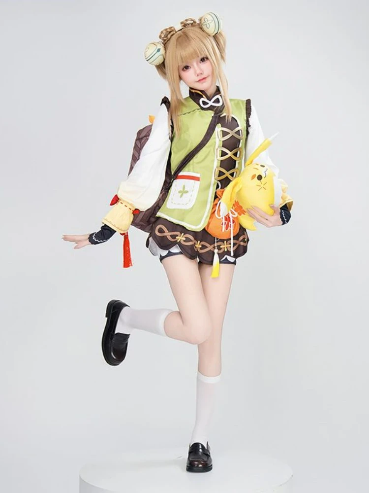 Yao Yao Genshin Impact Anime Cosplay Costume, Vêtements de jeu, Robe de style chinois vert, Lolita, Costumes de scène, 8 pièces, Disfraz