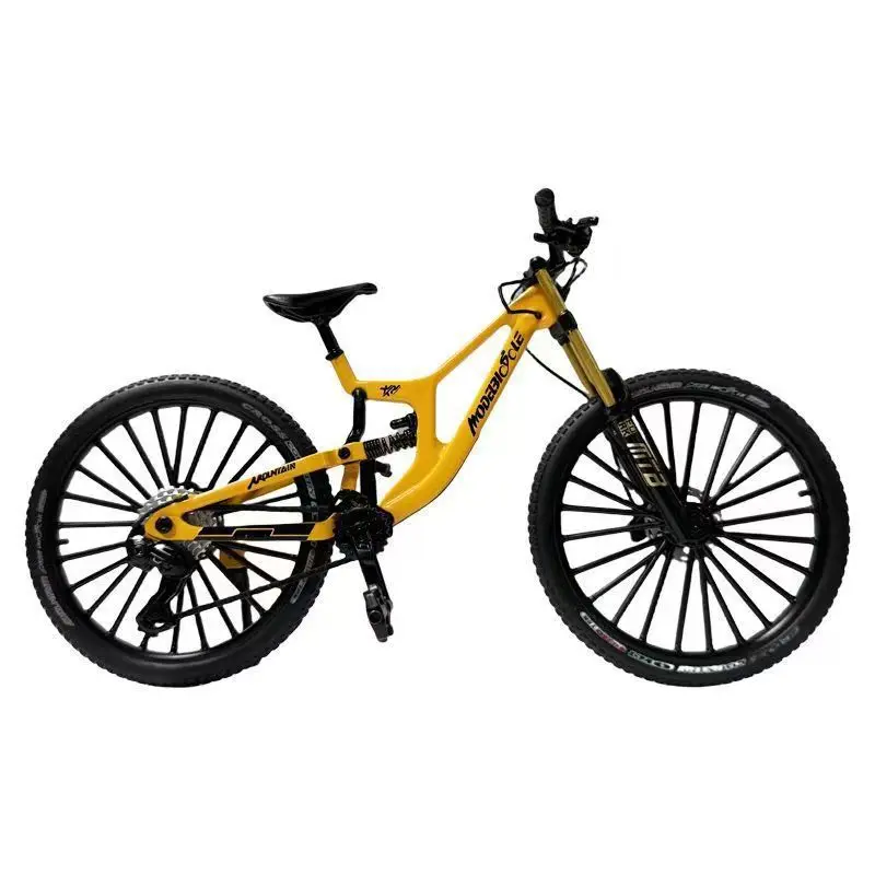 Upgraded bicycle Twin Shock Absorption Mountain Bike Simulation Alloy Model Soft-Tail Toy Metal Racing Car Mini Car Ornament