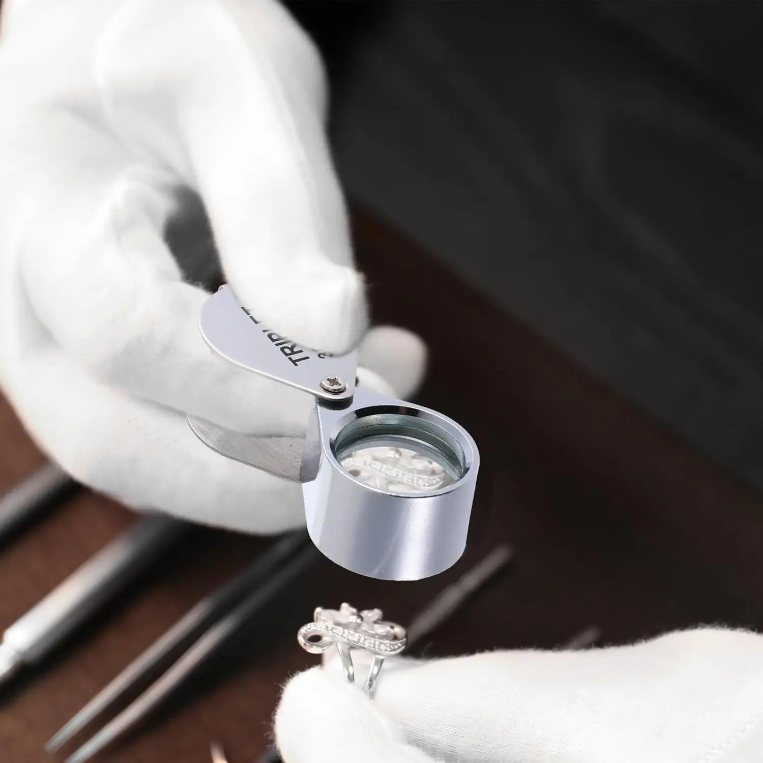 10X ، 20X و 30X مجوهرات حلقة المكبر طوي عدسة اليد جيب عدسة مكبرة العين الحلقات المكبر مجوهرات العدسة للكشف