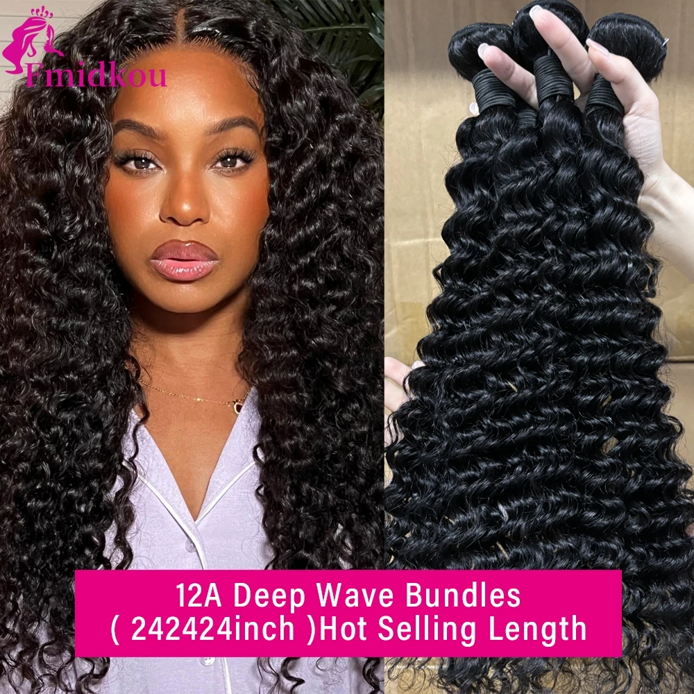 

Deep Wave Human Hair Bundles 24 24 24 Inch Bundles Human Hair Brazilian Weave Unprocessed Raw Human Hair Bundles For Women