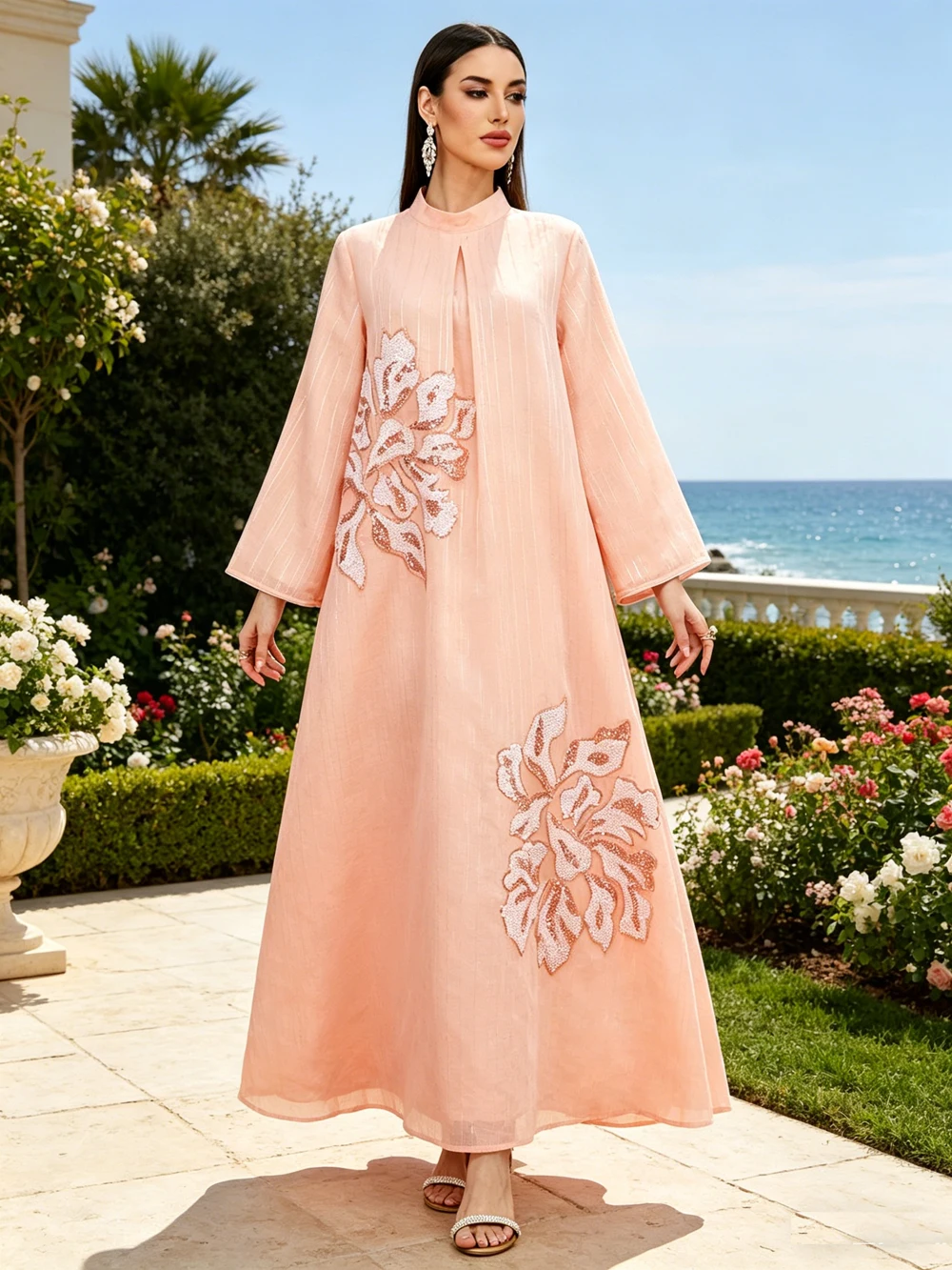 

Morocco Dubai Abaya Eid Djellaba Embroidery Muslim Dress Loose Caftan Marocain Femme Islamic Jalabiya Kaftan Turkey Gown Casual