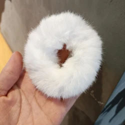 Winter White Rabbit Fur Hair Rope Cute Plush Hair Ties Scrunchies Fashion Girl Elastic Ponytail Holder Rubber Band Women Hair Ac
