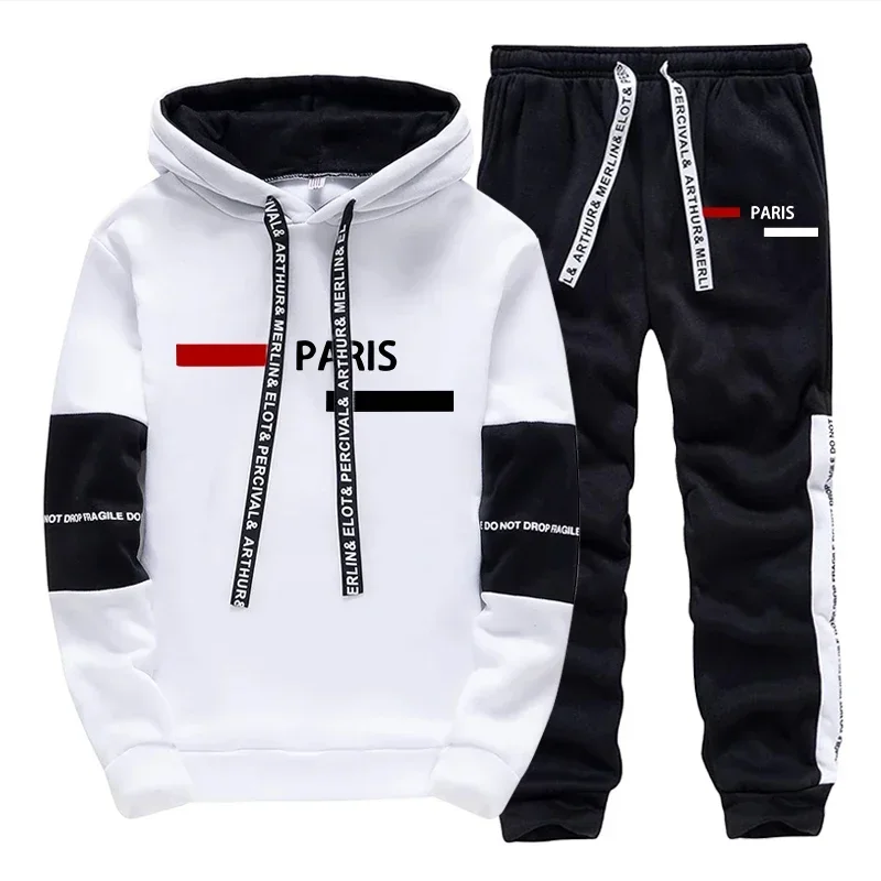 Paris Printing Mens Tracksuit Casual Sweatshirts Suit Single Piece Hoodie Pants Sports Jogging Mens Clothing Fashion Streetwear