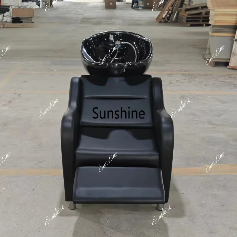 custom.Black Modern Shampoo Chairs Ceramic Bowl Customized Salon Furniture Washing Chair Bed Salon Station