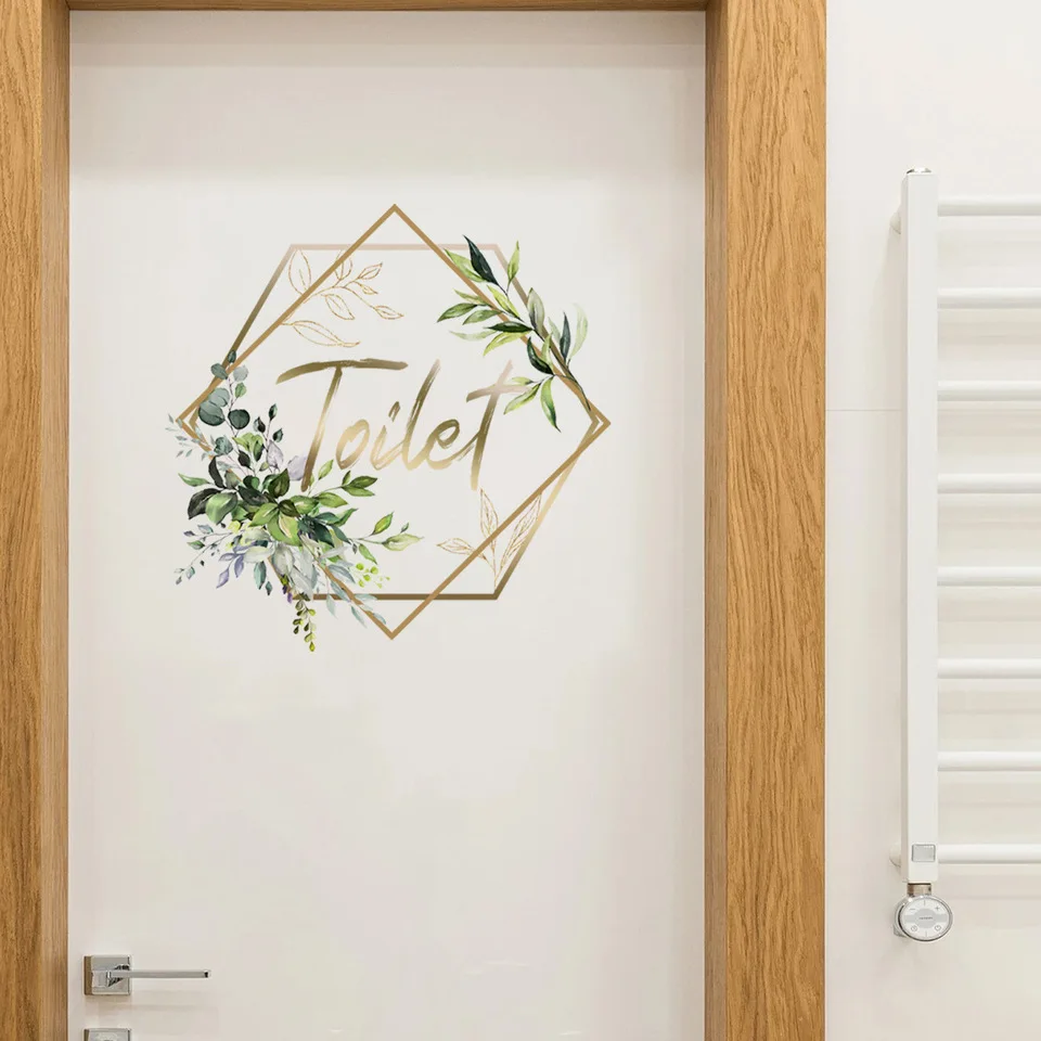 Flowers Men and Women WC Wall Sticker for Bathroom Decoration Vinyl Home Decals Waterproof Poster Door Stickers Toilet Sign