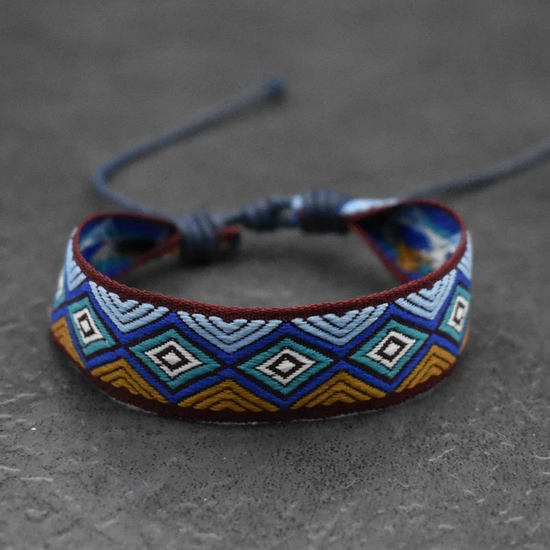 Woven Ethnic Pattern Stylish Gift Cool Multicolor Handmade Bracelet Bohimian Bangle Unisex Wholesale Adjustable