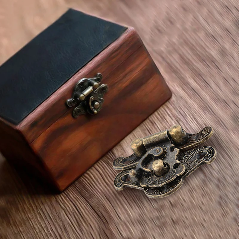 2 sizes available Antique Bronze Hasp Latch Jewelry Wooden Box Lock Mini Cabinet Clasp Case Locks Decorative Handle 5pcs