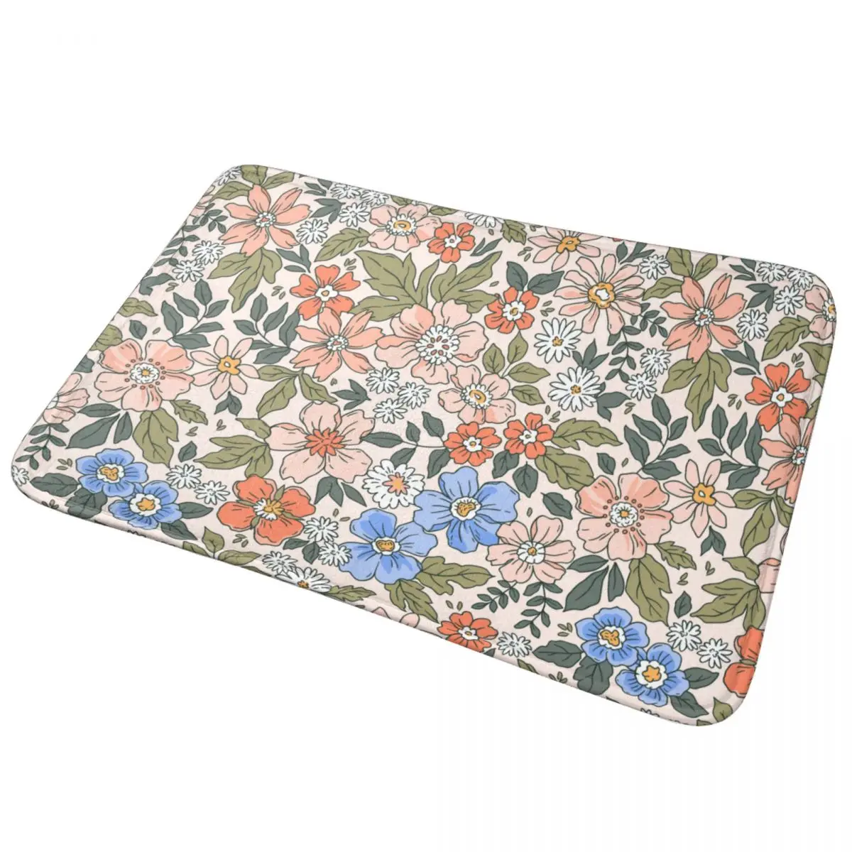 Elegant Floral Pattern Bathroom Mat Non Slip Doormat Bath Rug Absorbent Soft Floor Mats for Bathroom 60x40