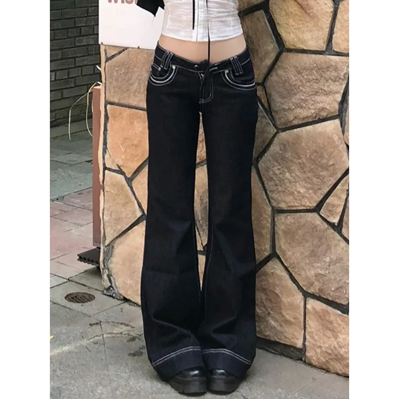 

Джинсы Y2K с широкими штанинами и высокой талией, классические свободные джинсовые брюки, синие джинсы, женская мода в стиле хип-хоп, винтажная уличная одежда