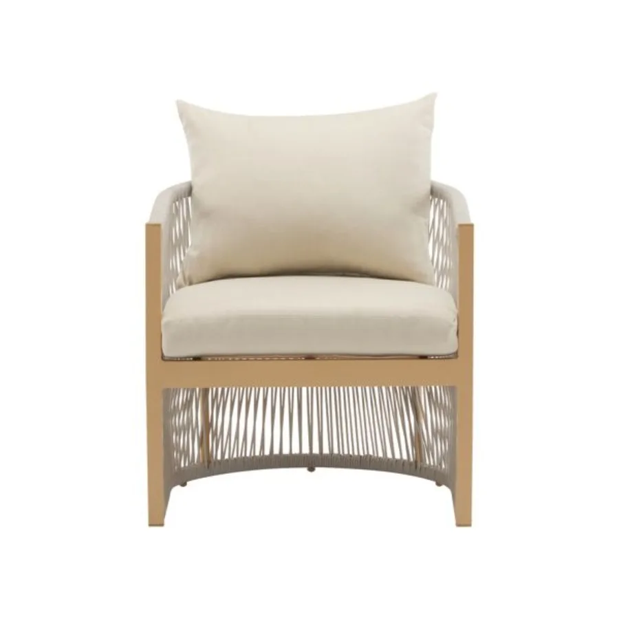

Modern Beige Curved Aluminum Lounge Chair with Stylish RopeWeave Design and Cushioned Comfort Perfect for Outdoor Living