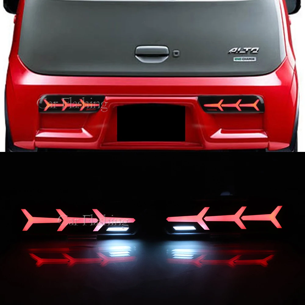 2Pcs LED Reflector For Suzuki Alto 2016 2017 2018 2019 2020 2021 2022 Rear Light Brake Light Bumper Light Fog Lamp