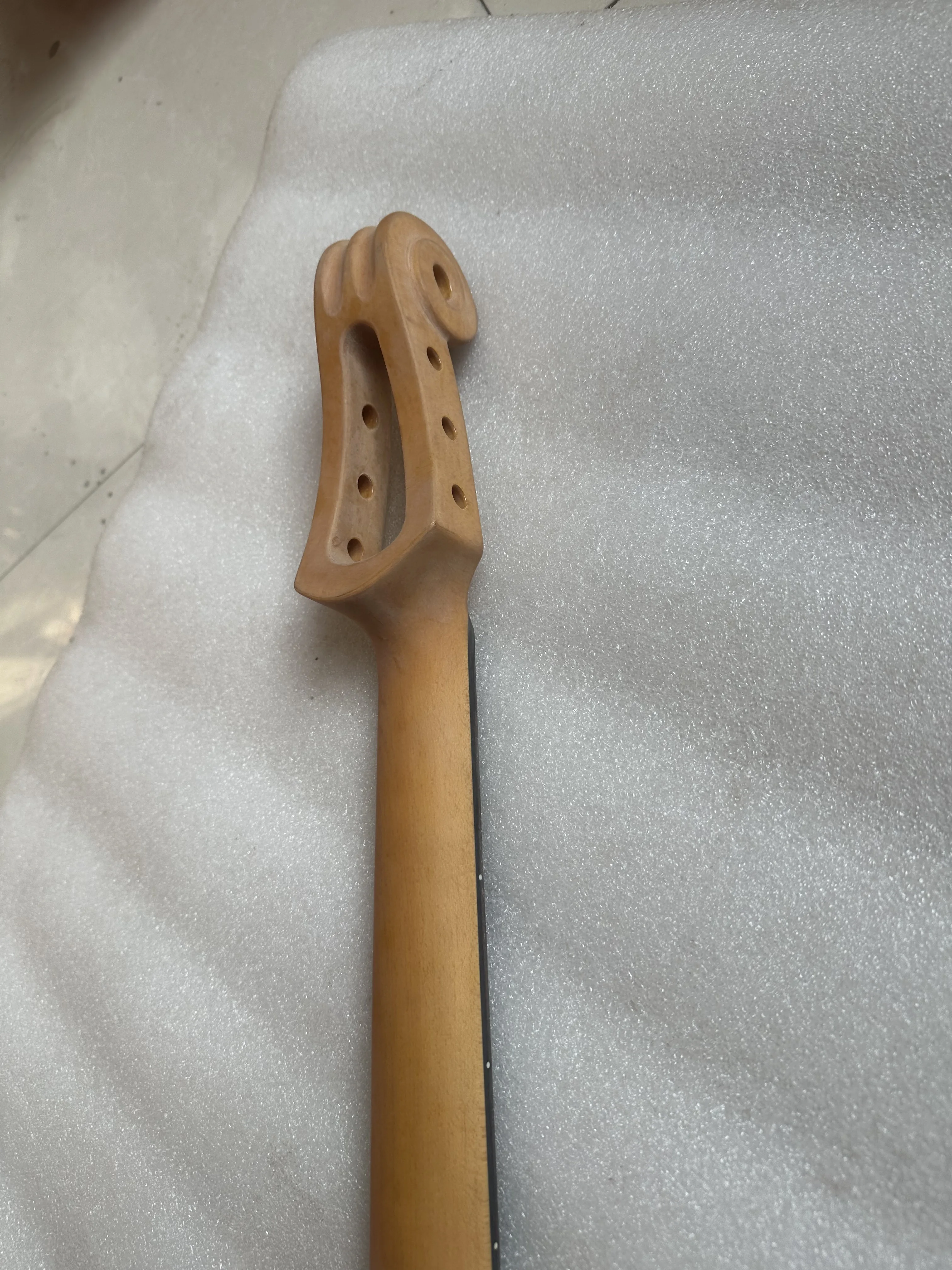 Unfinished DIY Electric Guitar,Fretless Maple Neck and Body Customized,Special Shape Guitar Parts Need Cut Only, 1 Set