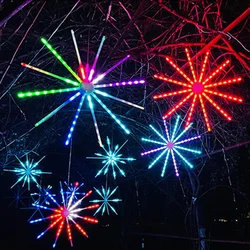 Luz RGB de fuegos artificiales para jardín al aire libre, lámpara de molino de viento estroboscópico, guirnalda de Navidad, luz de esfera de estrella colgante