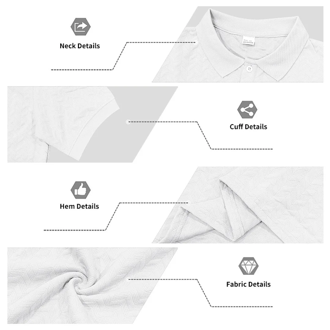 Grenzüberschreitendes Amazon American Heavy-Duty Polo-Shirt mit lockerem Texturmuster, einfarbig, Jacquard, lässig, schlicht, trendig, kurzärmelig – Detail 15