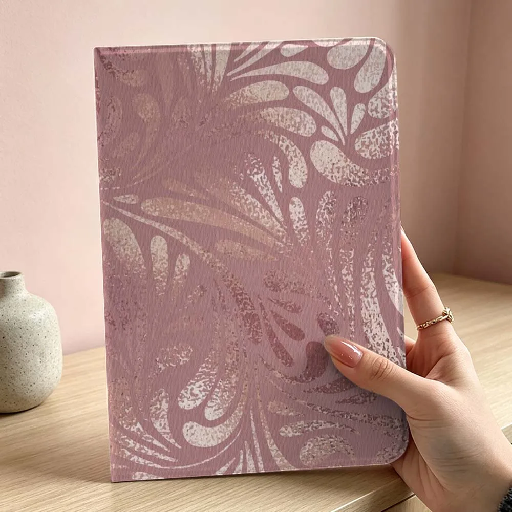 Art Pink Leaf Pattern Soft For iPad Pro Air mini 7 6 5 4 3 2 1 9gen M5 M4 11th 10th A17 Pro A16 Inch Tablet Case