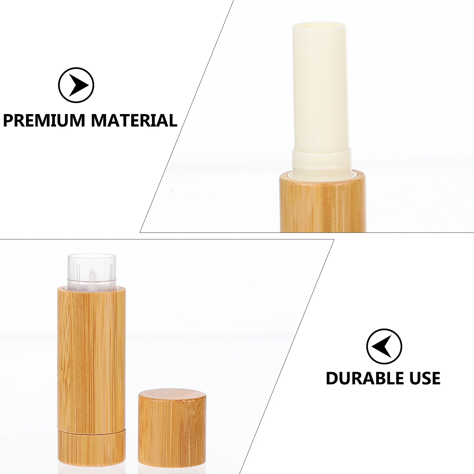 4Pcs Bamboo Small Lipstick Tubes Empty Containers Portable DIY Lip Balm Tubes Lightweight Makeup Storage Lipstick Bottles