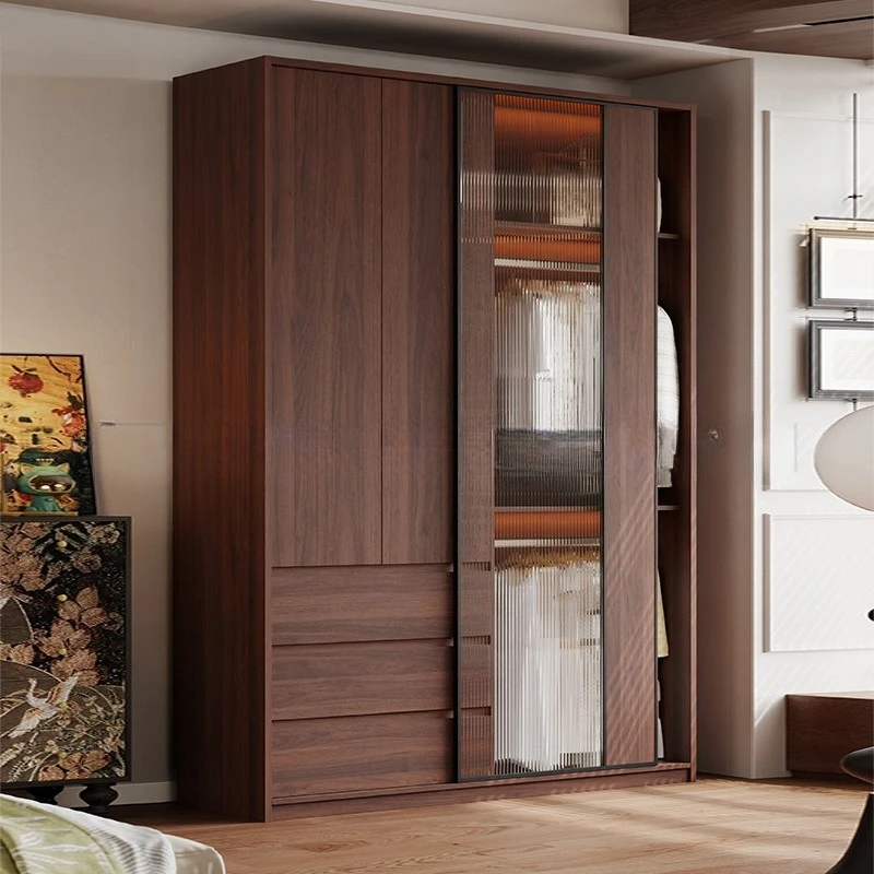 Sliding door wardrobe household bedroom small apartment locker sliding door storage wardrobe