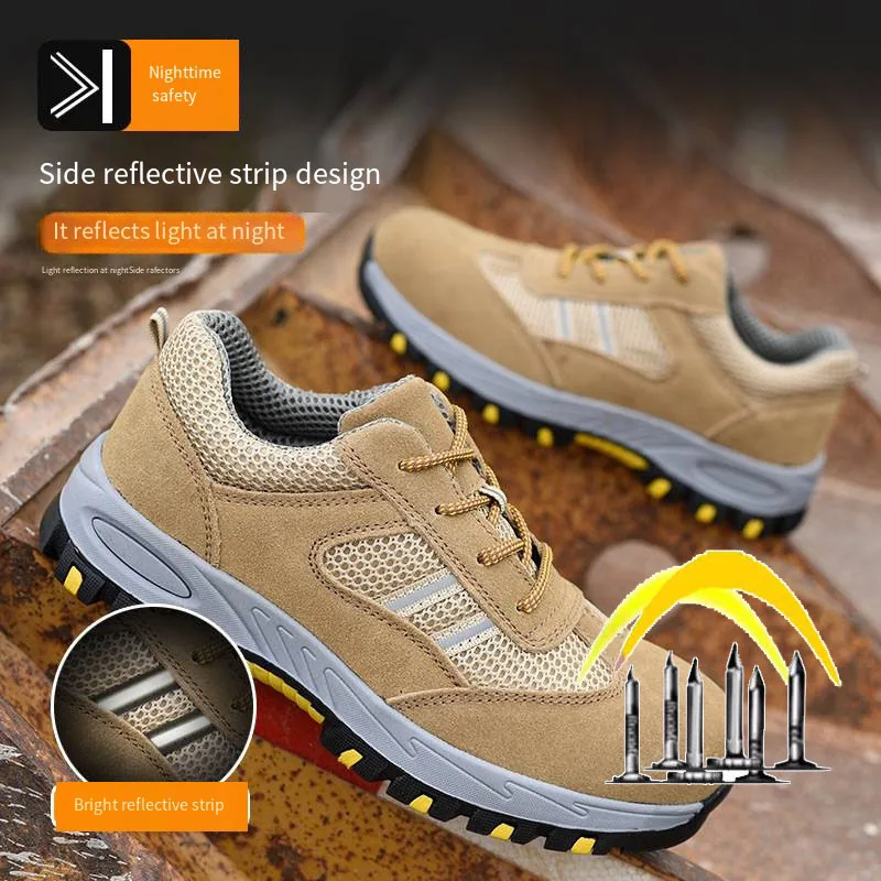 

Men's Anti-slip Work Shoes Lightweight Anti-smashing Anti-puncture Steel Toes Solid Shoe Sole Electric Welding Work Shoes