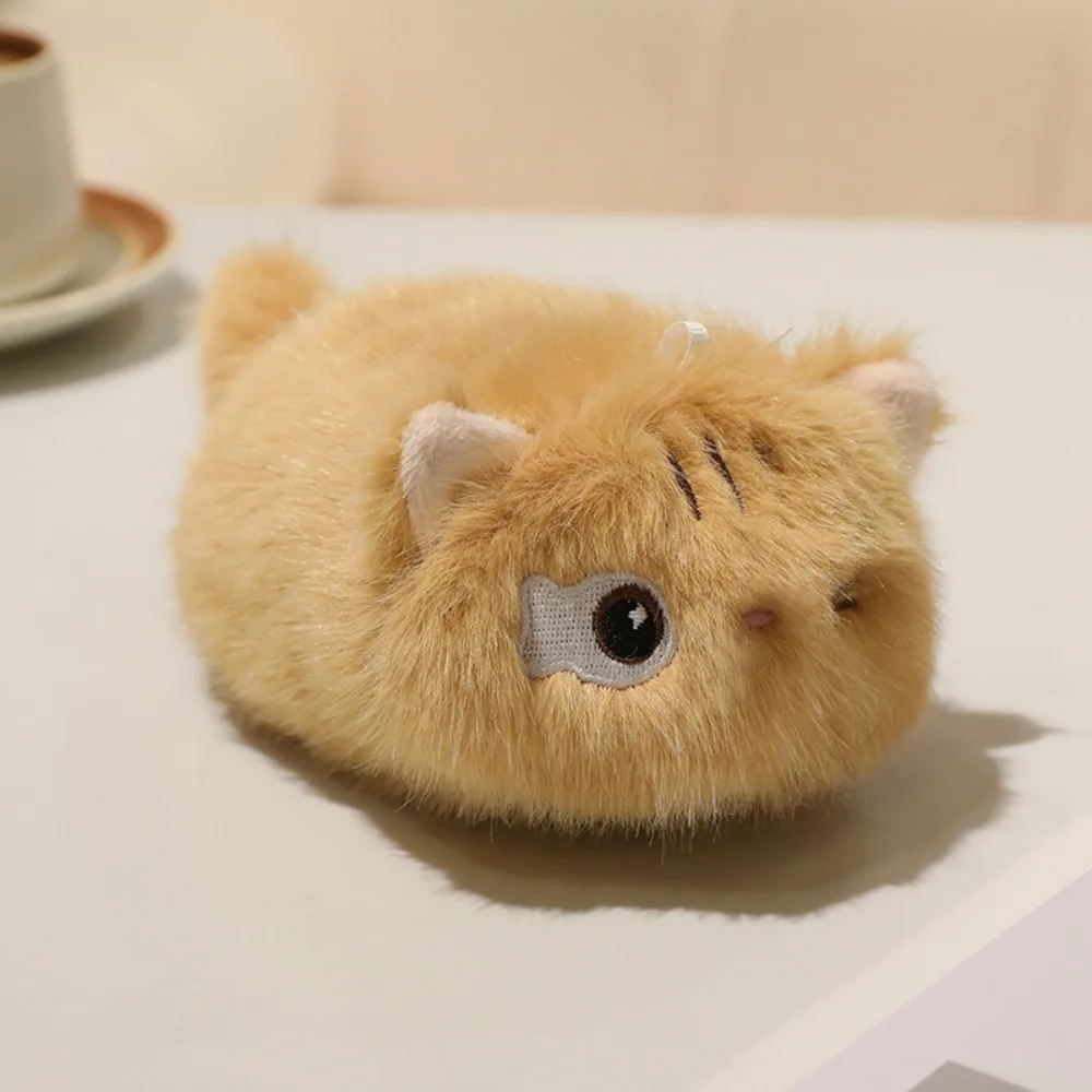 Stuffed Animals Black Cat Plush Keychain Cartoon Fluffy Orange Cat Dolls Pendants Round 16cm Grey Cat Plush Dolls Children