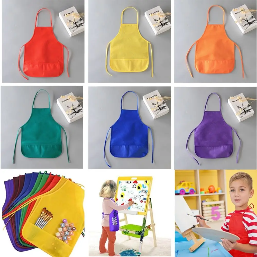 Colorful With Pocket For Cooking  Painting Apron Children Aprons Kitchen Bib Arts Crafts