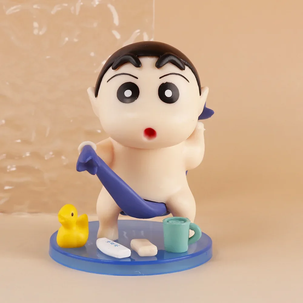 Anime crayon shin-chan figura de ação banho modelo boneca ornamentos engraçado casa desktop decorar brinquedo estátua