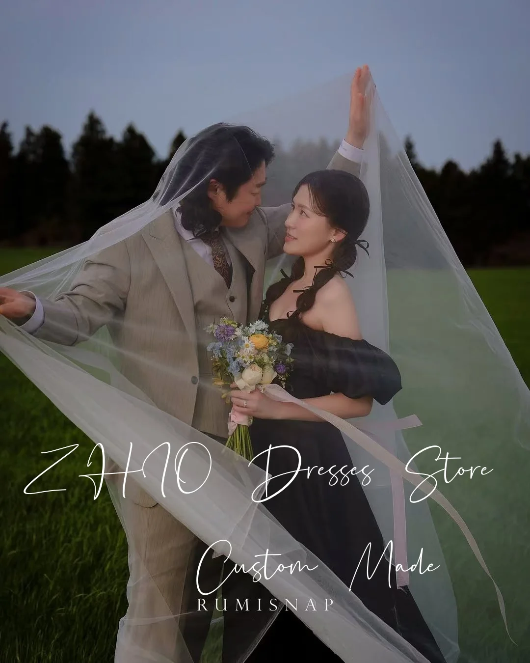 ZHIO Abito da sposa principessa Sweetheart con spalle scoperte Taffetà di seta nera Corea Servizio fotografico Abito da ricevimento nuziale personalizzato