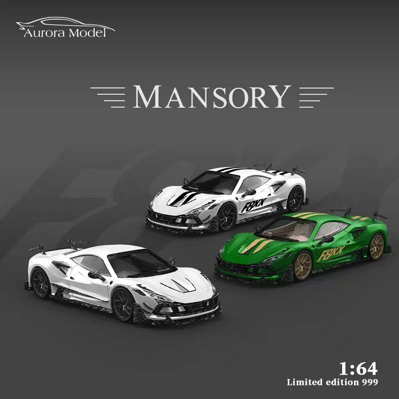 Aurora Model 1:64 Mansory F8XX Plain Color Super Car Diecast Model Car Metal Chassis Acrylic Display Collection Ornaments