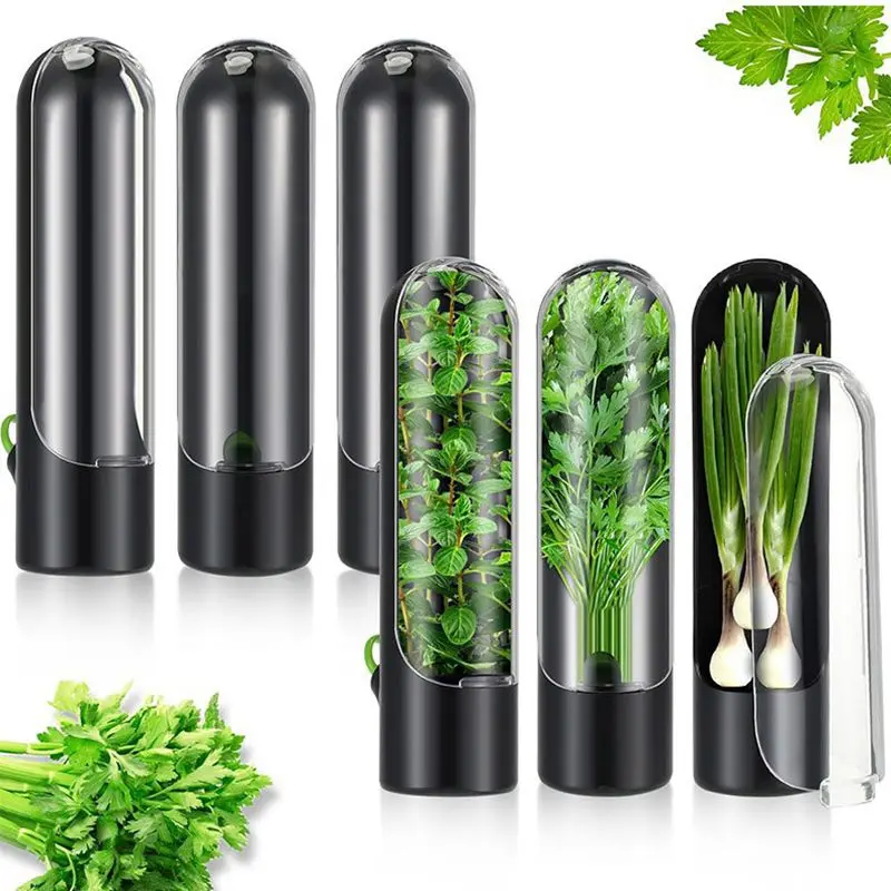 White/Black ABS Herb Saver Storage Container Fresh Herb Keeper Vanilla Vegetables Fresh Preservation Bottle Kitchen Gadgets