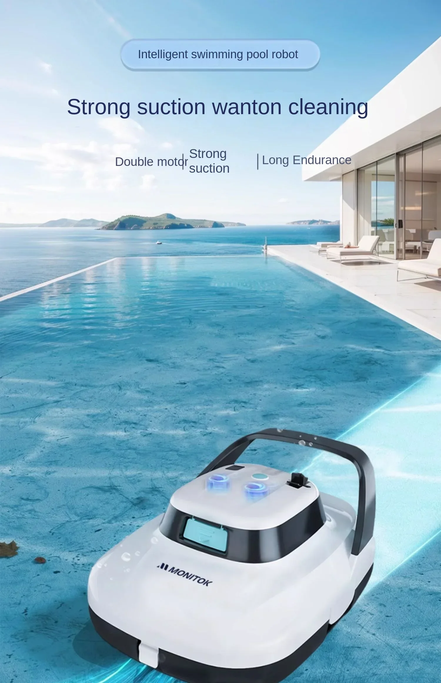 

Efficient and Powerful Robot Pool Cleaner for Deep Cleaning of Swimming Pools, Underwater Areas, and Fish Ponds