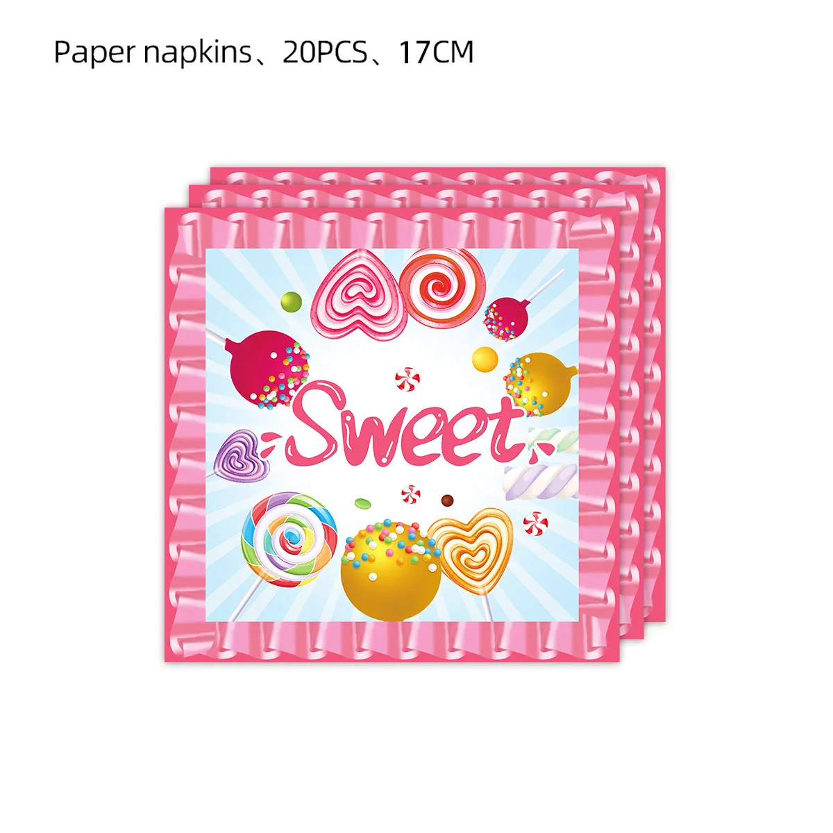 Sweet Lollipop Theme Party Tableware Sets, Disposable Candy Plates Cups Napkins, Girls Birthday Party Decorations, Kids Baby