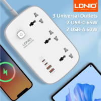 LDNIO 65W Power Strip with 3 Universal Outlets 4 USB Port Socket Power Socket with 2M Bold Extension Cord Surge Protector SC3416