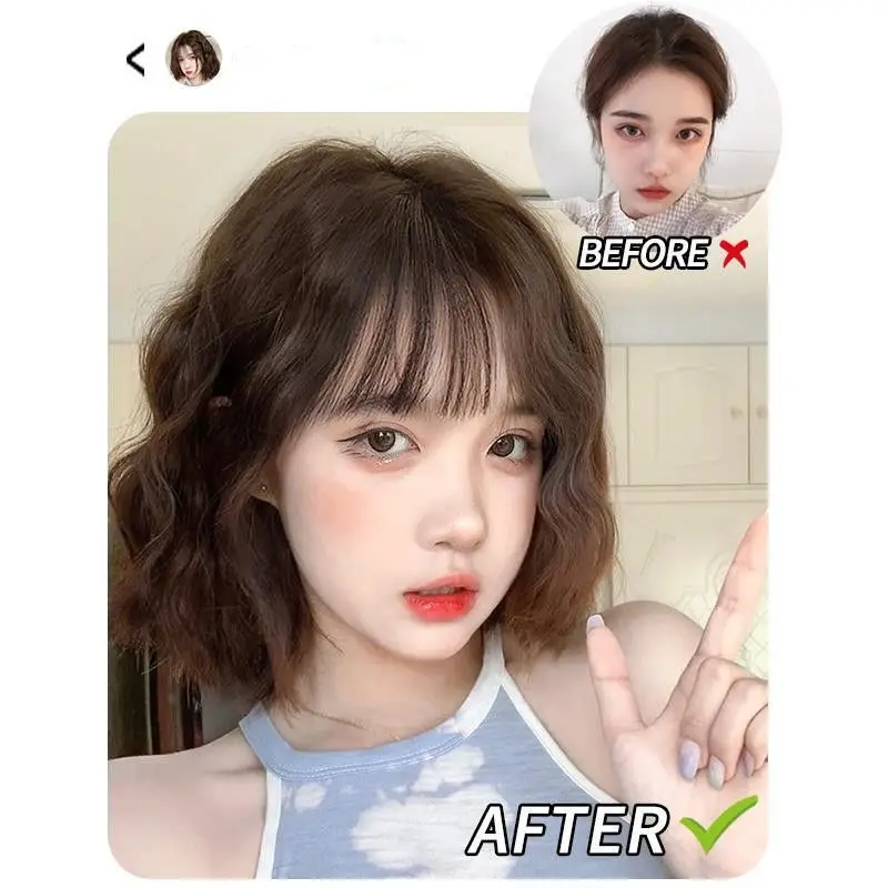 

Synthetic Short Curly Wig for Women Summer Full Head Natural-Looking Round Face Style Trendy Volumized Bob Sheep Wool Curl