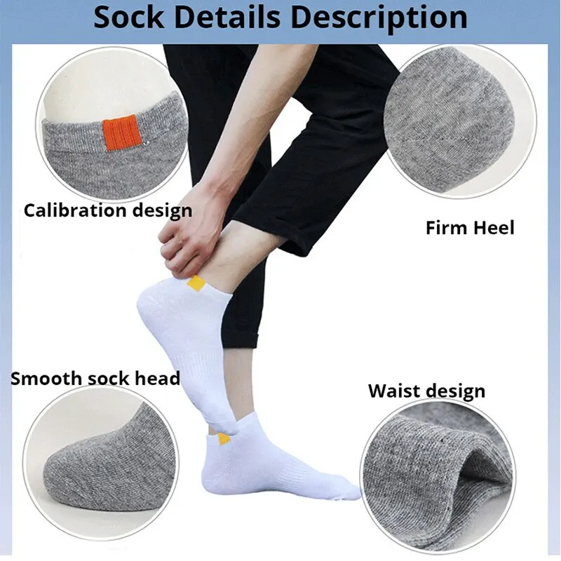 5 Pairs Fashionable Cloth Standard Boat Socks Spring And Summer Thin Style Mens Solid Color Socks Casual Sports Socks