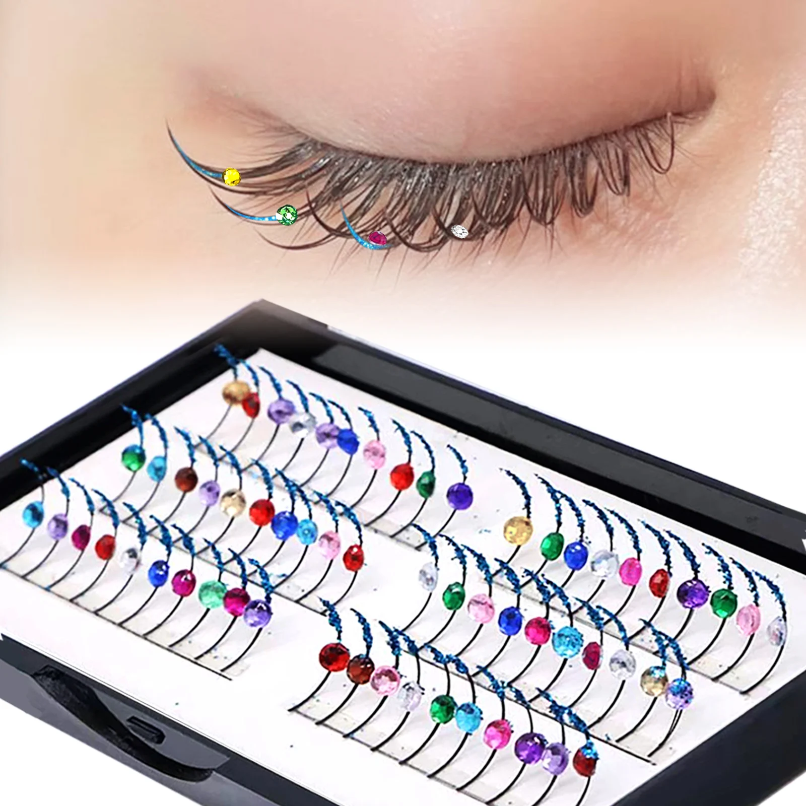 Honey Eyelash Luxury Diamond Lashes Multi-coloured Diamond Glitter Wedding Lashes Party Lashes DIY Eye Tail Diamond