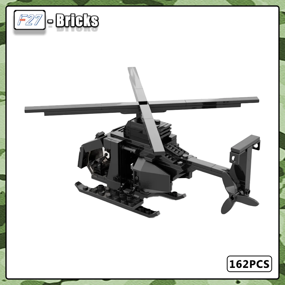 Modern Military Series Little Bird MH-6 Helicopter With Figures MOC Building Block Puzzle Bricks Toys Kit Children Gift