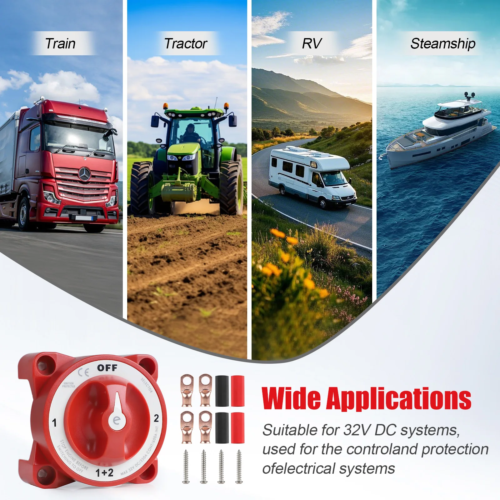 CNSPEED 4 positions 32V 350A pour camping-car camion bateau voiture isolateur batterie série E Kit de sélection de commutateur de batterie coupe-circuit