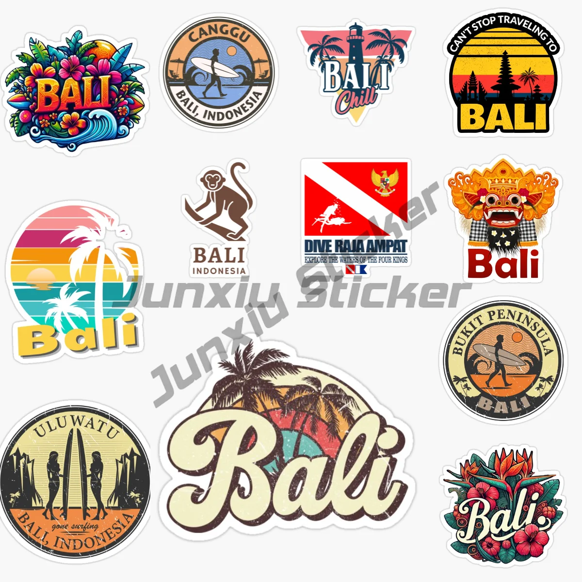 

BALI INDONESIA Beach Surfing Landscape Car Sticker Car Accessories Vinyl Waterproof Reflective for Car Pickup Decor Decals