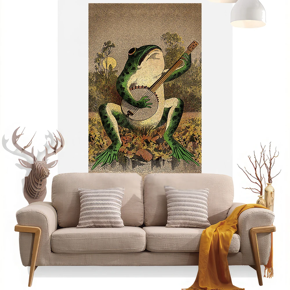 3Jflag 90x150 ซม.กบเล่นกีตาร์ธงที่น่าสนใจโปสเตอร์ผู้ชาย Cave Wall Tapestry ทองเหลือง Grommet เหมาะสําหรับ University