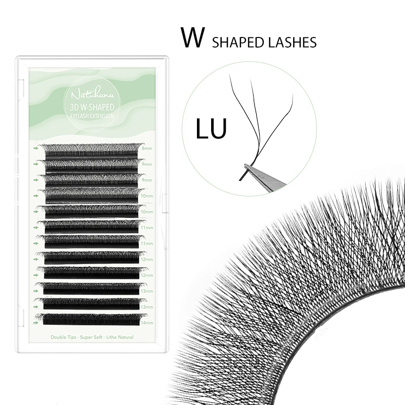 NATUHANA 3D W Shape False Eyelashes, Brown