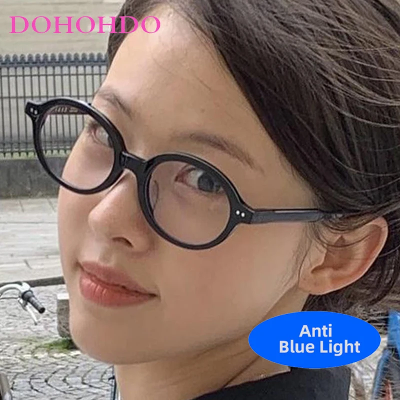 الرجعية البيضاوي برشام مكافحة الضوء الأزرق إطار نظارات الكمبيوتر النساء الرجال الموضة الفاخرة العلامة التجارية مصمم الكلاسيكية إطار صغير النظارات