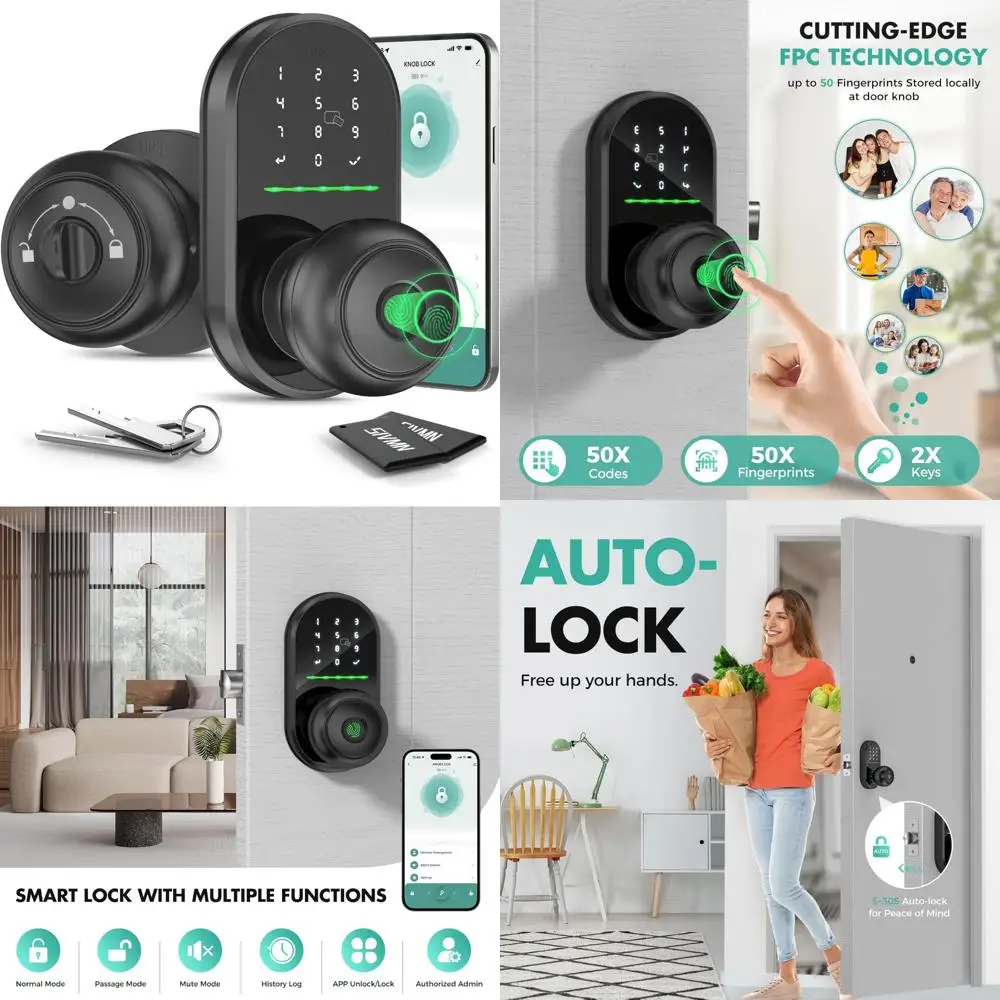 

Fingerprint Keyless Entry Door Lock with Electronic Code and App Remote Control for Enhanced Front Door Security
