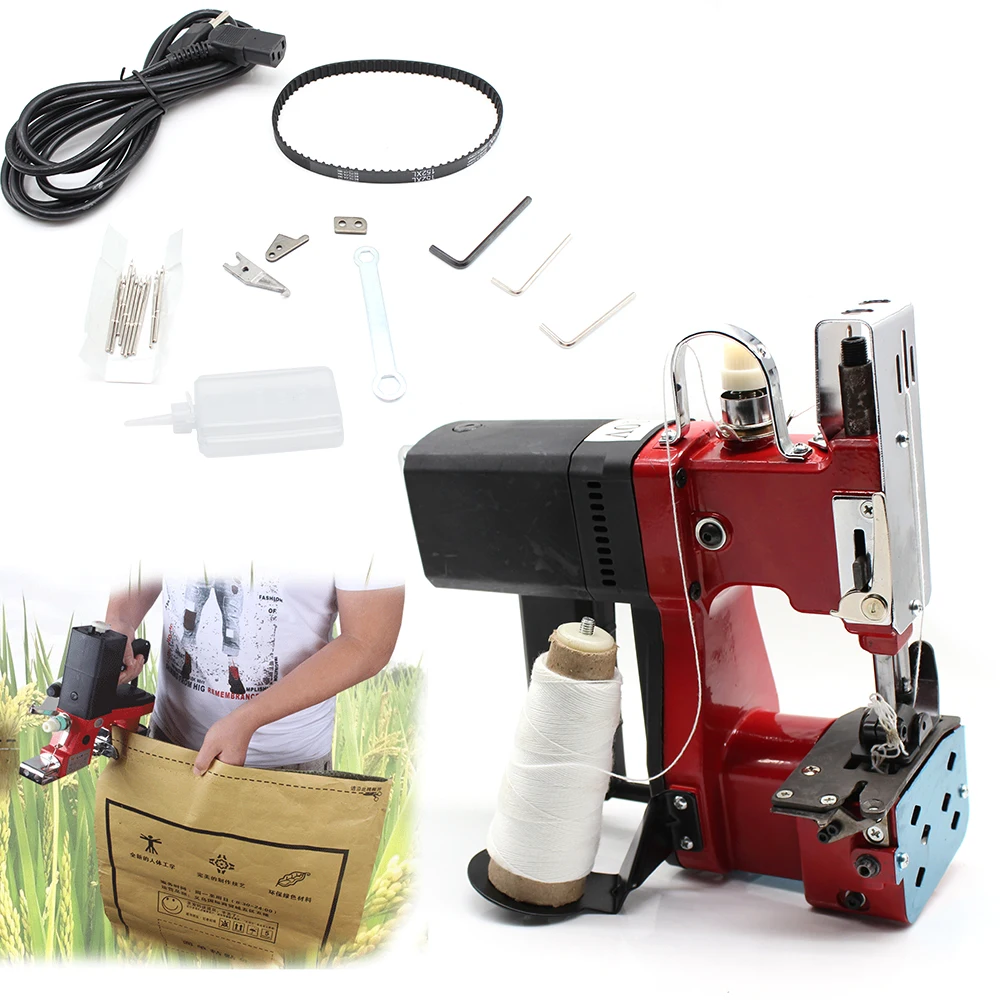 110V Industrial Electric Bag Sewing Machine, Portable Sack Closer Seal Machine