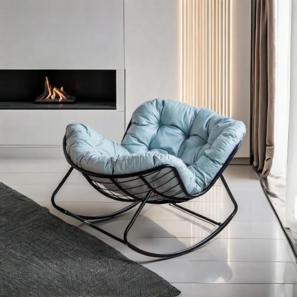 

A Modern Indoor/Outdoor Metal Garden Rocking Chair Popular Leisure Recliner Adults Relaxing Rocking Lounge Chair