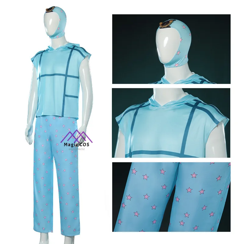 Anime Jojo's Johnny Joestar Cosplay Costume for Men Women Blue T-Shirt Uniform Suit Halloween Costume Suit Clothes Comic-Con