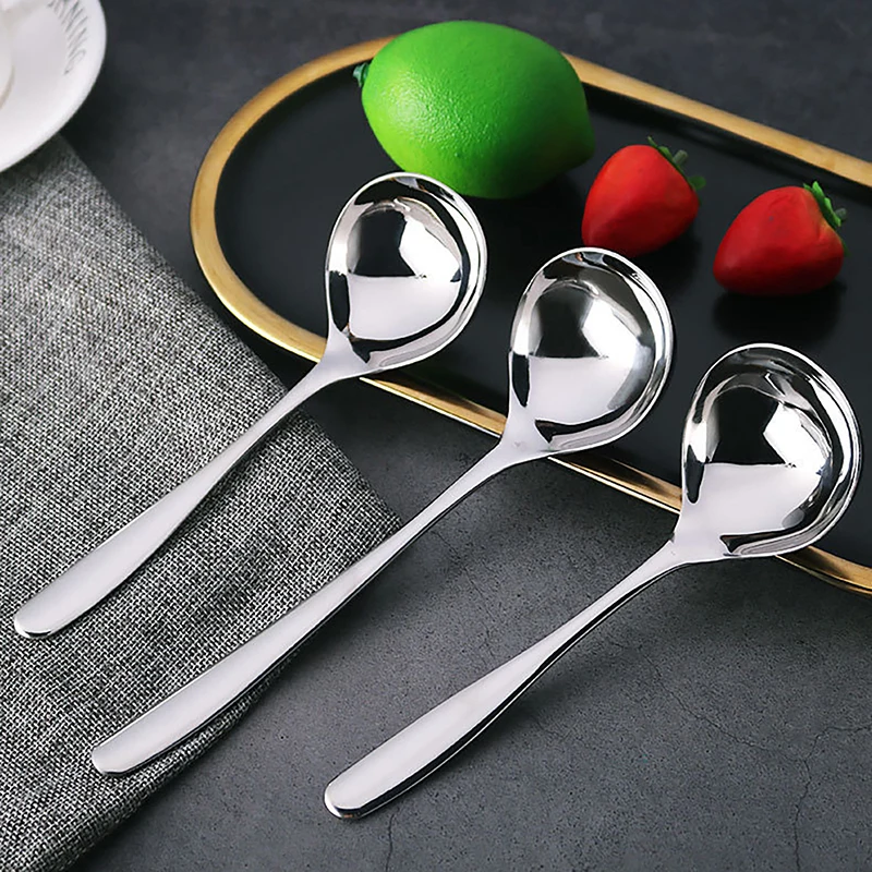 

Stainless Steel Spoon Long Handle Tablespoons Hot Pot Soup Ladle Ramen Noodles Scoop Kitchen Tableware Cooking Utensils