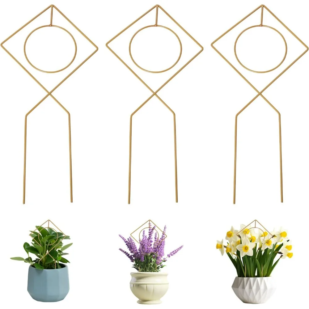 

3Pcs Small Metal Trellis for Potted Plants Gold Mini Trellis for Climbing Plants Flower Monstera Plant Decor Accessories